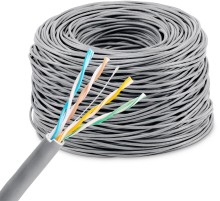 Кабель сетевой Buro UTP 4 пары cat5E solid 0.40мм Cu 100м серый