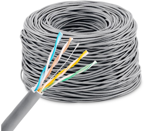 Кабель сетевой Buro UTP 4 пары cat5E solid 0.40мм Cu 100м серый