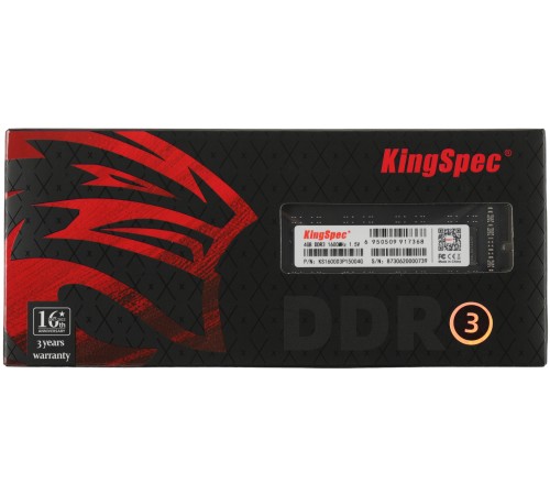 Память DDR3 4Gb 1600MHz Kingspec KS1600D3P15004G RTL PC3-12800 CL11 DIMM 240-pin 1.5В dual rank Ret