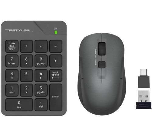 Числовой блок + мышь A4Tech Fstyler FG1600C Air клав:серый мышь:серый/черный USB беспроводная slim (FG1600C) Числовой блок + мышь A4Tech Fstyler FG1600C Air клав:серый мышь:серый/черный USB беспроводная slim (FG1600C)