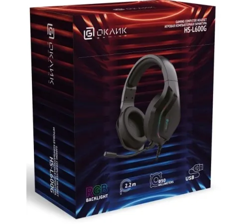 Наушники с микрофоном Оклик HS-L600G черный 2.2м мониторные USB оголовье (1939588)