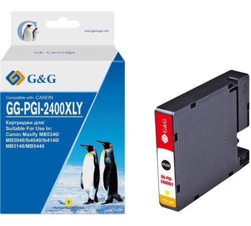 Картридж струйный G&G GG-PGI-2400XLY PGI-2400XL Y желтый (20.4мл) для Canon Maxify iB4040/iB4140/МВ5040/MB5140/МВ5340/MB5440