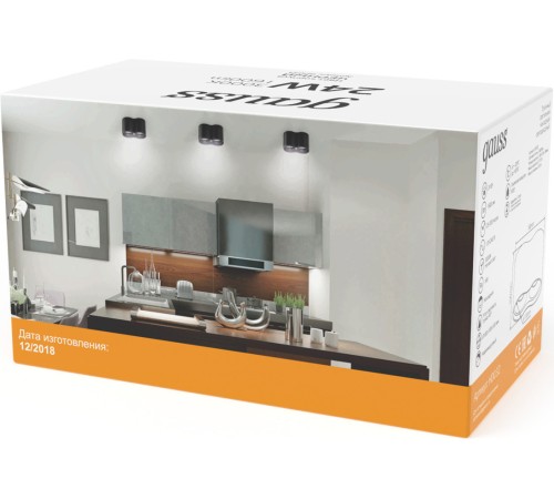 Светильник Gauss Overhead HD033 потолоч. 24Вт 3000K цв.св.:белый теплый черный