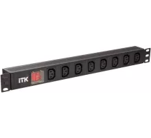 PDU 8 розеток C13 с LED выключателем,1U, вх. С14, без шнура, алюминиевый профиль ITK PH12-8C133
