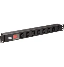PDU 8 розеток C13 с LED выключателем,1U, вх. С14, без шнура, алюминиевый профиль ITK PH12-8C133