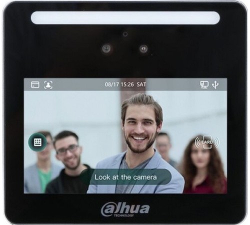 Скуд DAHUA AI терминал доступа с распознаванием лиц c Wi-Fi4,3-дюймовый сенсорный ЖК-экран; разрешение 480  272С 2мп двойная камера с широкоугольными объективами и ИК подсветкойРазблокировка: лицо, кар (DHI-ASI3213A-W)