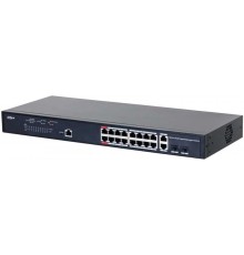Сетевое оборудование DAHUA 16-портовый гигабитный управляемый коммутатор с PoE, уровень L2Порты: 16 RJ45 10/100/1000Мбит/с (PoE/PoE+/Hi-PoE/IEEE802.3bt), 2 комбинированных SFP/RJ45 (uplink); мощность PoE: порты 1~2 до 90 (DH-PFS4218-16GT-130)