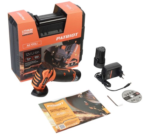 Углошлифовальная машина Patriot AG 100Li 330Вт 19500об/мин рез.шпин.:M5 d=76мм (110303100)