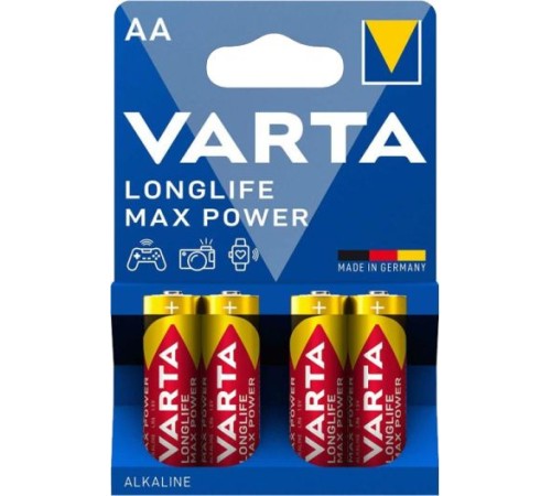 Батарея Varta LongLife Max Power LR6 Alkaline AA (4шт) блистер