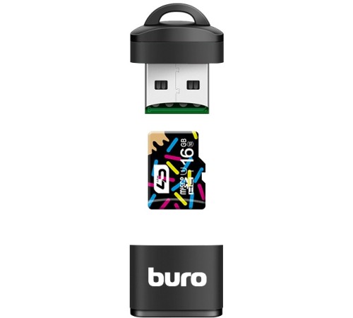 Устройство чтения карт памяти USB2.0 Buro BU-CR-200 черный Устройство чтения карт памяти USB2.0 Buro BU-CR-200 черный
