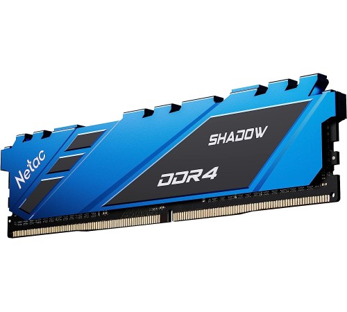 Память DIMM DDR4 16Gb PC21300 2666MHz CL19 Netac Shadow blue с радиатором (NTSDD4P26SP-16B)