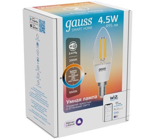 Умная лампа Gauss Smart Home C35 E14 (упак.:1шт) (1250112) Умная лампа Gauss Smart Home C35 E14 (упак.:1шт) (1250112)