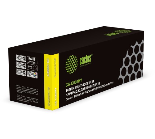 Картридж лазерный Cactus CS-C069HY 069H желтый (5500стр.) для Canon i-Sensys MF752Cdw MF752/MF754Cdw MF754