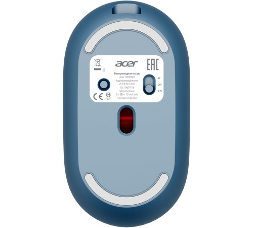 Мышь Acer OMR301 синий оптическая (1600dpi) беспроводная BT/Radio USB (4but)