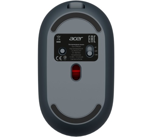 Мышь Acer OMR301 черный оптическая (1600dpi) беспроводная BT/Radio USB (4but)