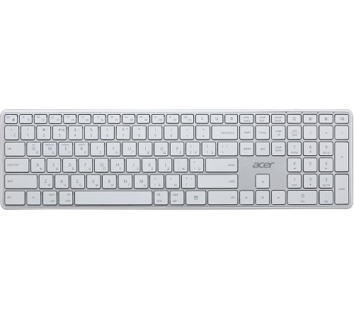 Клавиатура Acer OKR301 белый/серебристый USB беспроводная BT/Radio slim Multimedia (ZL.KBDEE.015)