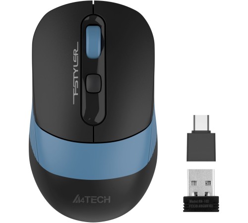 Мышь A4Tech Fstyler FG10CS Air черный/синий оптическая (2000dpi) silent беспроводная USB для ноутбука (4but)