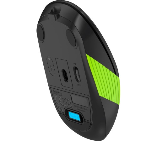 Мышь A4Tech Fstyler FG10CS Air черный/зеленый оптическая (2000dpi) silent беспроводная USB для ноутбука (4but)