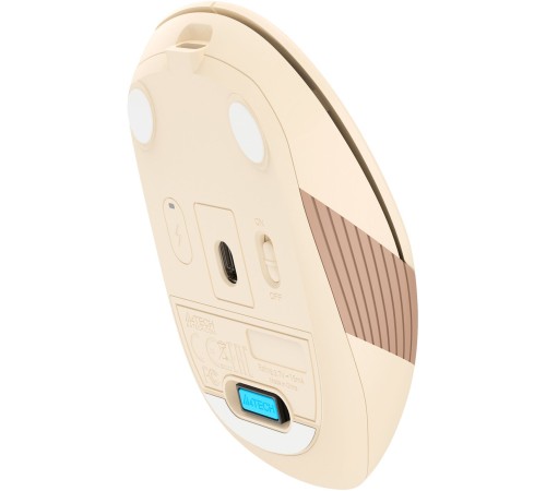 Мышь A4Tech Fstyler FG10CS Air бежевый/коричневый оптическая (2000dpi) silent беспроводная USB для ноутбука (4but)