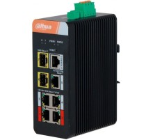 DAHUA DH-IS4207-4GT-120 4-портовый гигабитный управляемый коммутатор с PoE, промышленное исполнение, 4xRJ45 1Gb, 1xRJ45 1Gb, 2xSFP 1Gb