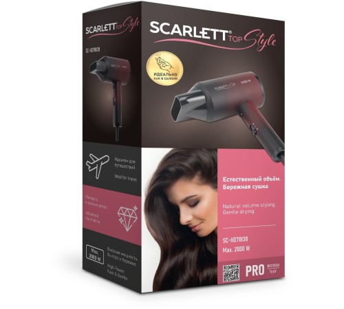 Фен Scarlett SC-HD70I38 2000Вт бордовый Фен Scarlett SC-HD70I38 2000Вт бордовый