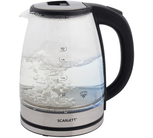 Чайник электрический Scarlett SC-EK27G30 1.8л. 1800Вт сталь/черный корпус: стекло/пластик Чайник электрический Scarlett SC-EK27G30 1.8л. 1800Вт сталь/черный корпус: стекло/пластик