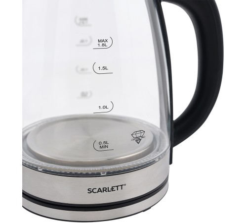 Чайник электрический Scarlett SC-EK27G30 1.8л. 1800Вт сталь/черный корпус: стекло/пластик Чайник электрический Scarlett SC-EK27G30 1.8л. 1800Вт сталь/черный корпус: стекло/пластик