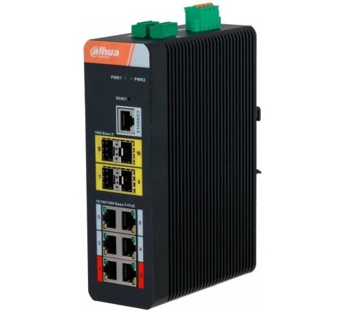 DAHUA DH-IS4410-6GT-120 6-портовый гигабитный управляемый коммутатор с PoE, промышленное исполнение, 6xRJ45 1Gb, 4xSFP 1Gb