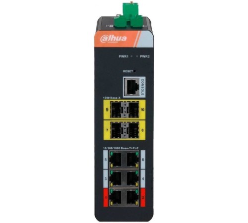 DAHUA DH-IS4410-6GT-120 6-портовый гигабитный управляемый коммутатор с PoE, промышленное исполнение, 6xRJ45 1Gb, 4xSFP 1Gb