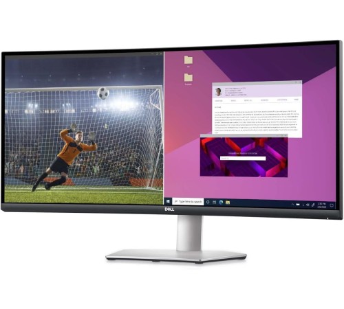 Монитор Dell 34" S3423DWC серебристый/черный VA LED 2ms 21:9 HDMI M/M матовая HAS 3000:1 300cd 178гр/178гр 3440x1440 100Hz DP WQ USB 10.38кг