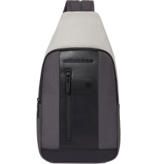 Рюкзак слинг мужской Piquadro Brief2 Special CA4536BR2S/GRN серый/черный нейлон/натур.кожа