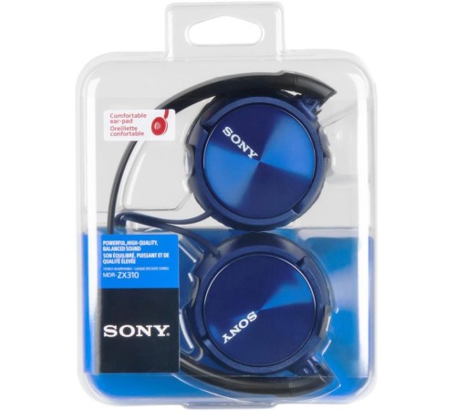 Гарнитура накладные Sony MDR-ZX310AP 1.2м голубой проводные оголовье