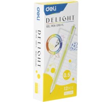 Набор ручек гелев. автоматическая Deli Delight (EG118-YL-P) прозрачный жел. черн. кор.карт. (12шт) линия 0.5мм