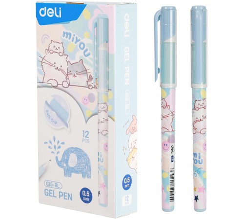 Набор ручек гелев. Deli MiYou (EG15-BL-P) ассорти син. черн. кор.карт. (12шт)
