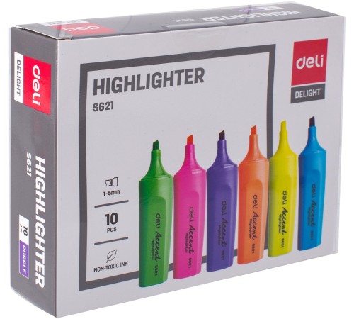 Набор текстовыделителей Deli Accent ES621VIOLET-P Delight скошенный пиш. наконечник 1-5мм фиолетовый (10шт.)