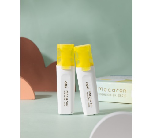 Набор текстовыделителей Deli ES621SYELLOW-P Macaron скошенный пиш. наконечник 1-5мм желтый (10шт.)