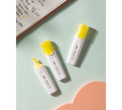 Набор текстовыделителей Deli ES621SYELLOW-P Macaron скошенный пиш. наконечник 1-5мм желтый (10шт.)