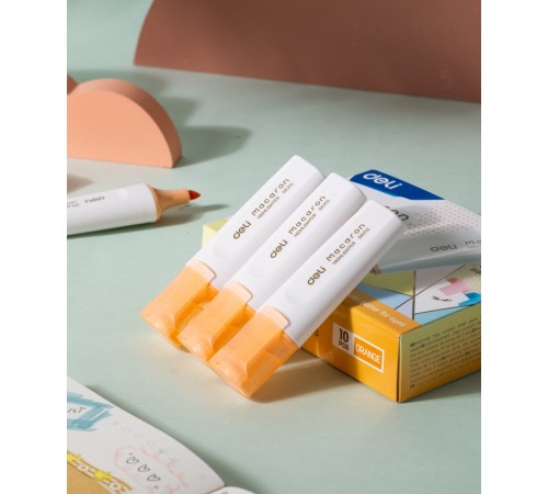 Набор текстовыделителей Deli ES621SORANGE-P Macaron скошенный пиш. наконечник 1-5мм оранжевый (10шт.)
