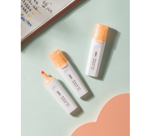 Набор текстовыделителей Deli ES621SORANGE-P Macaron скошенный пиш. наконечник 1-5мм оранжевый (10шт.)