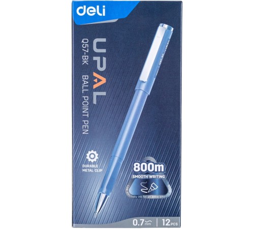 Набор ручек шариков. Deli Upal (EQ57-BK-P) черн. черн. кор.карт. (12шт) линия 0.7мм