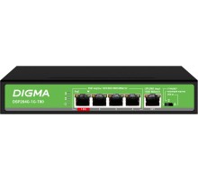 Коммутатор Digma DSP204G-1G-T80 (L2) 5x1Гбит/с 4PoE 4PoE+ 1PoE++ 80W неуправляемый