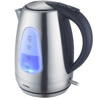 Чайник электрический Hyundai HYK-S7407 1.7л. 2200Вт серебристый матовый/черный (корпус: нержавеющая сталь)