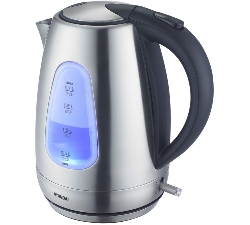 Чайник электрический Hyundai HYK-S7407 1.7л. 2200Вт серебристый матовый/черный (корпус: нержавеющая сталь)