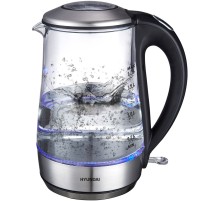 Чайник электрический Hyundai HYK-G8406 1.7л. 2200Вт прозрачный/черный (корпус: нержавеющая сталь)