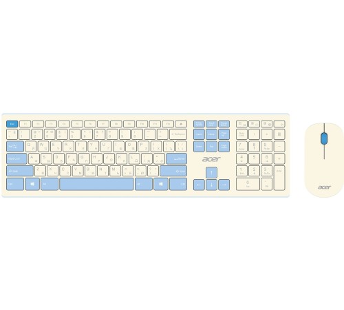 Клавиатура + мышь Acer OCC205 клав:белый/голубой мышь:белый/голубой USB беспроводная slim (ZL.ACCEE.00C)
