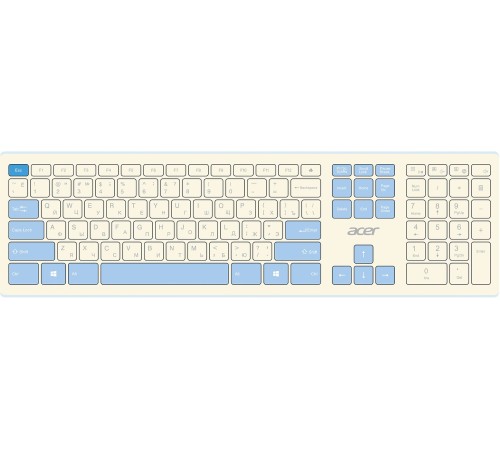 Клавиатура + мышь Acer OCC205 клав:белый/голубой мышь:белый/голубой USB беспроводная slim (ZL.ACCEE.00C)
