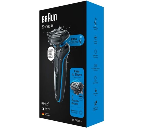 Бритва сетчатая Braun Series 5 51-B1000s реж.эл.:3 питан.:аккум. черный/синий Бритва сетчатая Braun Series 5 51-B1000s реж.эл.:3 питан.:аккум. черный/синий