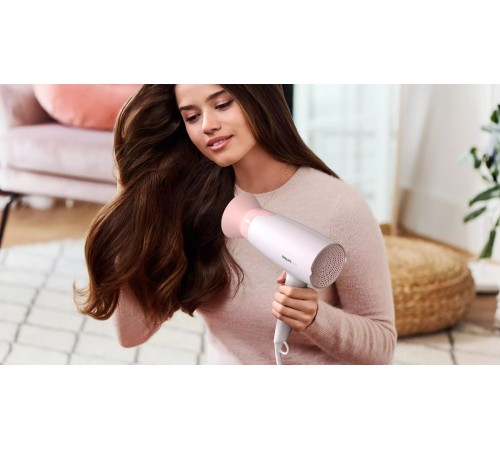 PHILIPS BHD300/00 Фен,1600 Вт, 3 режима, насадка ThermoProtect, концентратор, шнур 1,8 м. Цвет: белый с розовым.
