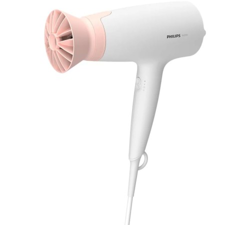 PHILIPS BHD300/00 Фен,1600 Вт, 3 режима, насадка ThermoProtect, концентратор, шнур 1,8 м. Цвет: белый с розовым.