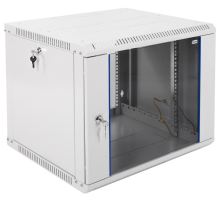 Шкаф телекоммуникационный настенный разборный 9U (600х520) дверь стекло, черный (ШРН-Э-9.500-9005)